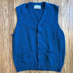 Vintage Jantzen scotch tumbler knit sweater vest buttons blue